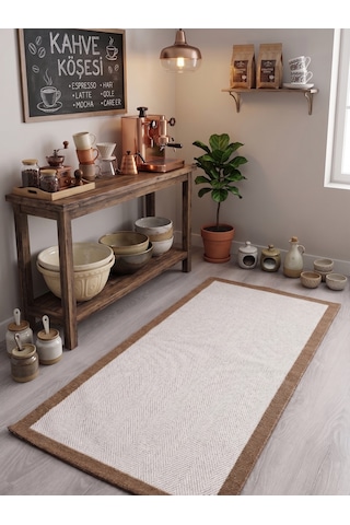 Vektör Sisal Halı Kaymaz Taban Silinebilir Yıkanabilir Modern Salon Mutfak Koridor Halısı Beyaz Jüt Bej