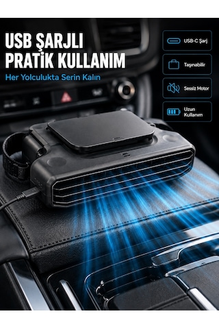 Araç Koltuk Başlığı Soğutucu Fan 5 Kademeli Hız Ayarlı Usb Şarjlı Boyun Serinletici - Lisinya Çok Renkli