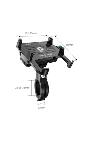 Kewig M6-s 12v Motosiklet Suya Dayanıklı Alüminyum Alaşımlı Cep Telefonu Braketi Qc3.0 Hızlı Şarj İle Kırmızı Kırmızı