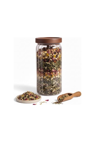 Deconox Akasya Kapaklı Çizgili Cam Kavanoz 1000ml /1 Litre Hava Geçirmez, Modern Fitilli Tasarım Gıda Saklama Kabı Kahve, Çay, Kuruyemiş Ve Bakliyat Kavanozu 9x20cm Sku: Smgstk41318c77ad Açık Gri