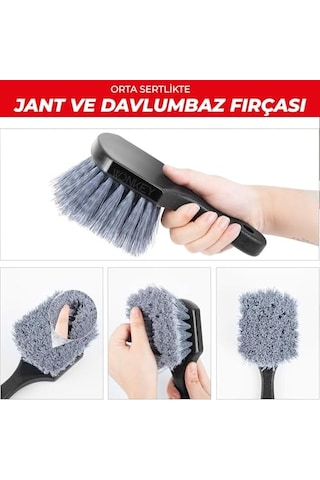 Wonkey - Jant Ve Davlumbaz Temizleme Fırçası, Yumuşak Kıllı Çizmez Oto Jant Fırçası, Lastik Ve Tekerlek Yuvası İçin Araç Lastiği Yıkama Fırçası, Araba Jantı Temizlik Fırçası