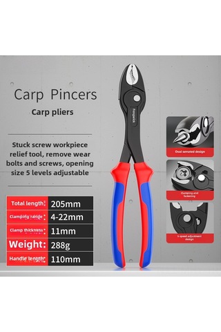 Monyee 8 İnç Çok Amaçlı Vida Çekici Somun Kırıcı, Açılımı Ayarlanabilir Kauçuk Saplı Balık Pensei