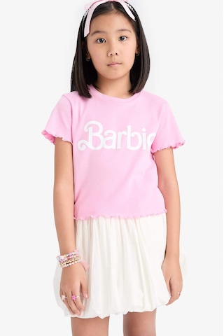 DeFacto Kız Çocuk Barbie Fitted Bisiklet Yaka Ribana Kısa Kollu Tişört E2614A825SMPN666 Pembe