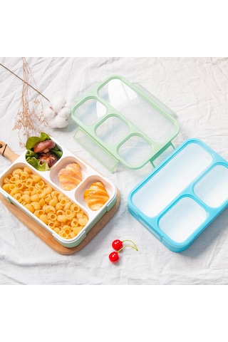 Gajeena Yeşil 4 Bölmeli 1l Sağlam Plastik Bento Kutusu - Kolay Kullanıma Uygun, Leakproof, Günlük Kullanıma İdeal Diğer