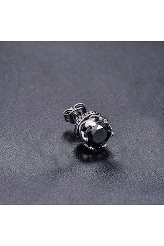 Chavin Siyah Tek Taş Çelik Erkek Küpe Ei96Sy Beyaz