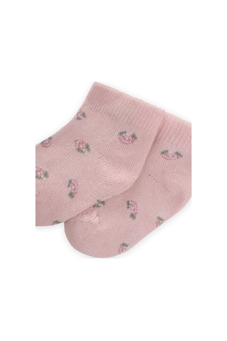 Cigit Çiçek Desenli Bebe Soket 0-4 Yaş Pudra Pembe