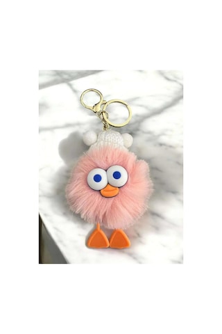 Peluş Ördek Anahtarlık Ve Çanta Aksesuarı - Somon Beyaz Beyaz