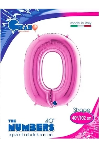 Folyo Rakam 0 Sıfır Pembe Renkli 40 İnç 100 Cm Grabo Doğum Günü Balonu Çok Renkli