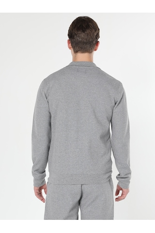 Colin's Slim Fit Fermuarlı Baskılı Gri Erkek Ceket CL1059647_Q1.V2_MGA Gri Melanj