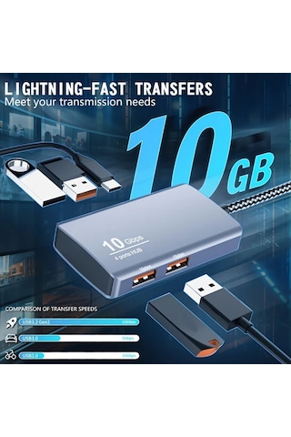 Xuweiwei Vszapower Usb 3.2 Gen2 10gbps 5 İn 2 Usb A 2 Port Ve Usb C 2 Port Hub Laptop İçin Yüksek Hızlı Veri Transfer Arayüzü Usb 3.0 Ve 2.0 Uyumlu