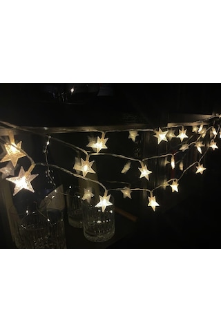 Coverzone 5 Metre Led Işıklı 28'li Yıldız Işık Zinciri Dekoratif Fişli Aydınlatma Ev Dekorasyonu Süsleme Salon