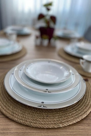 6'lı Bambu Amerikan Servis Hasır 1. Kalite Örgü Yanmaz Tabak Tava Tencere Altlığı 34 X 34 Cm Sarı