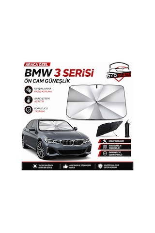 Bmw 3 Serisi Şemsiye Tip Ön Cam Güneşliği Katlanabilir Uv Korumalı Araç Cam Güneşlik