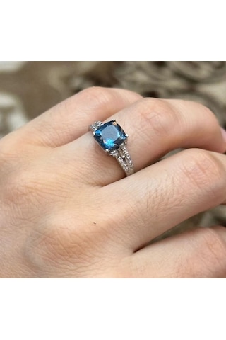 Allahverdi Türkmen Mavi Topaz Elmas Yüzük 091