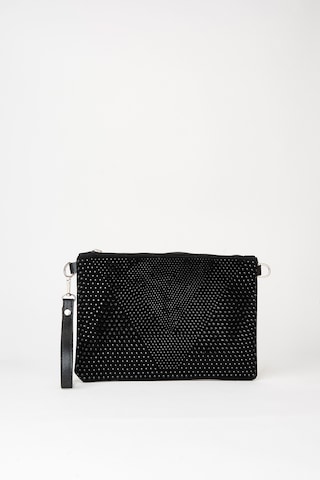 Vivaq Kadın Siyah Taşlı Süet Bilek Askılı Ve Zincir Askılı Portföy El Ve Clutch Çanta SİYAH