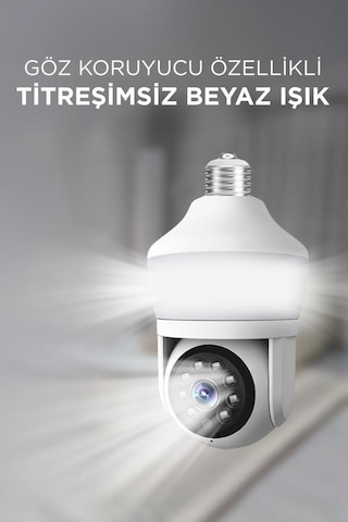 Torima CMR-26 360 Full HD 1080P Ampül Wifi Smart Ip Güvenlik Kamerası Beyaz