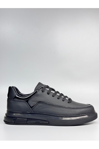 Daytex 2220 Togga - İçi Dışı Hakiki Dana Derisi İnce Rugan Şeritli İthal Air Tabanlı Ortopedik Siyah Erkek Casual Sneaker