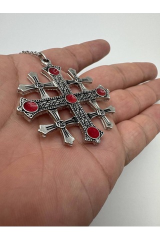 Haç Put Figürlü Unisex Kolye 60 Cm Zincirli, Antik Görünümlü İnanç Ve Mitoloji Temalı Takı Çok renkli
