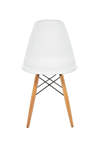 Seduna Beyaz Eames Sandalye | Natural Ahşap Ayaklı | 4 Adet-Beyaz