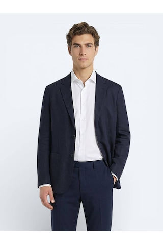 Kip Renkli Mikro Modern Fit %100 Keten Ceket Renkli
