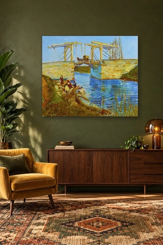 Fida Van Gogh Arles Langlois Köprüsü Ve Çamaşırcı Kadınlar Canvas Tablo Çok Renkli