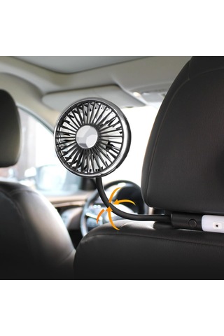 Araba Soğutma Hava Fanı Usb Çift Kafa Araç Elektrikli Bir Arka Koltuk İçin Hava Fan Led İle 360 Derece Dönebilir