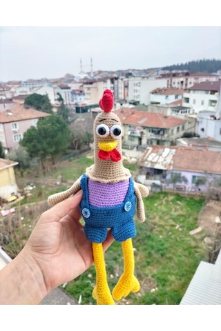 Amigurumi sevimli renkli horoz oyuncak dekoratif süs aksesuar