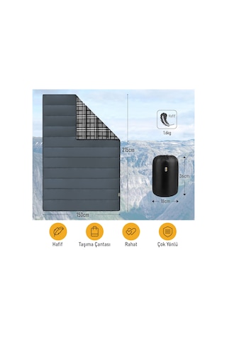 Haegs Flanel Kamp Battaniyesi, Seyahat Yorganı Dış Mekan Hafif Kompakt Outdoor Kamp Çadır Karavan Battaniye 215-150 Cm Antrasit