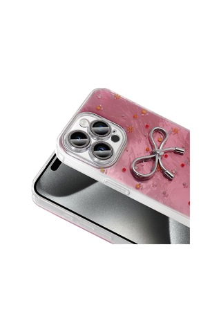 Apple Uyumlu iPhone 15 Pro Max Kılıf Kamera Korumalı Figürlü Zore Ponti Silikon Kapak Lila