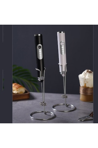 Dinosaurs Standlı Süt Köpürtücü Seti İle El Tipi Ev Tipi Küçük Elektrikli Çırpma Teli Ahşap