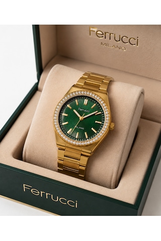Ferrucci Fc84982 Klasik Zarif Model Taşlı Kadran Çelik Kordon&kasa Kadın Kol Saati 35mm Altın