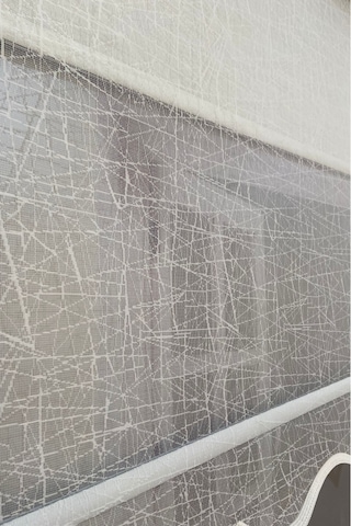 İncilifehome İcl1084 Çift Mekanizmalı Geometrik Desenli Tül Ve Stor Perde Kırık Beyaz Kırık Beyaz