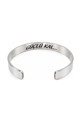 Çelik Bileklik Parlak Ve Paslanmaz Çelik Her Bileğe Uygun Ayarlanabilir Ölçülü Sözlü Bileklik Gümüş10