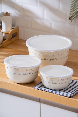 Made With Love Emaye 3 Lü Saklama Ve Karıştırma Kabı Renkli