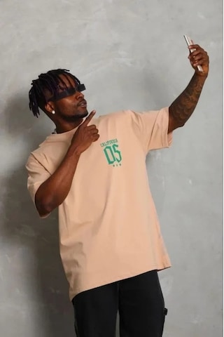 Vexor Erkek Baskılı T-shirt Kısa Kol Bisiklet Yaka Regular Fit Rahat Kalıp Günlük Tişört - Bej