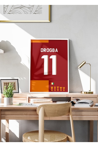 D.drogba 11 Poster Tablo Beyaz Çerçeveli