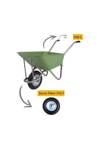 Kanat Ecoplast El Arabası -100 Litre- Tüplas Burçlu Teker