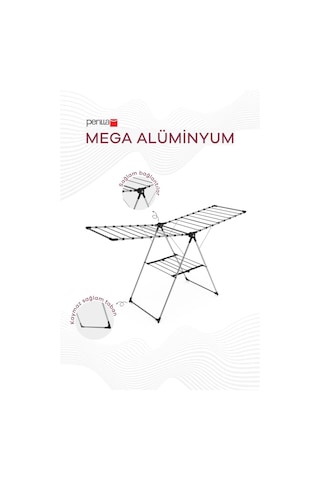 Perilla Mega Alüminyum Katlanır Çamaşır Kurutmalık 17,5 Metre Gri