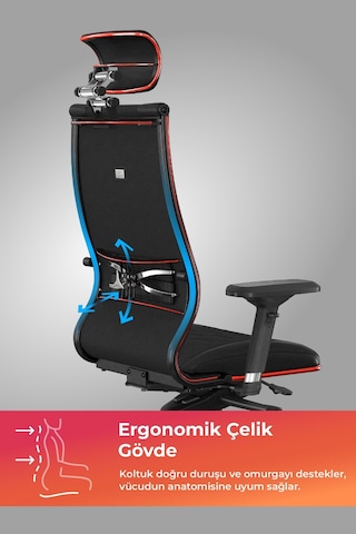 Metta Samurai Red Ergonomik Fileli Ve Deri Oyuncu / Ofis Koltuğu - 2e2.3.7.f Çok Renkli