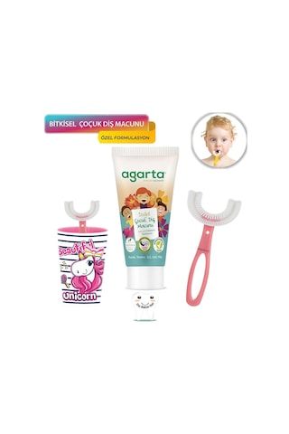 Mas Lord U Tipi Yeni Nesil Diş Fırçası Seti - Pembe Fırçalık + Pembe Düz 6-12 Yaş +Agarta Çocuk Diş Macunu
