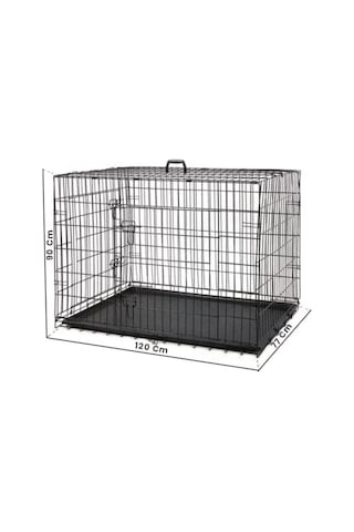 Metal Kedi Köpek Kafesi 120x75x84cm Siyah