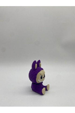 Oturan Dekoratif Labubu Figürü, 3d Baskı, Mor