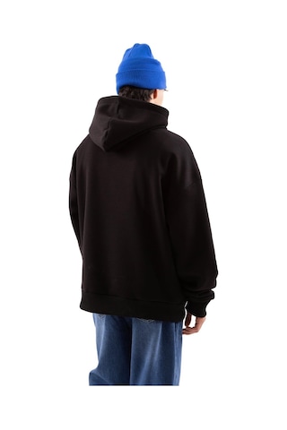 Flaw Death Baskılı Siyah Oversize Hoodie-siyah Siyah