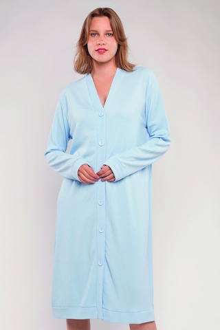 Gabria Ön Düğmeli Seul Uzun Hırka Buz Mavisi