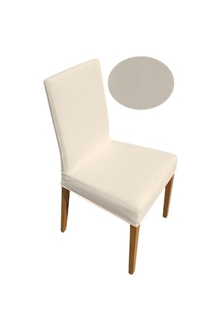 Balpeteği Likra Kumaşlı Sandalye Örtüsü , Yıkanabilir Sandalye Kılıfı 6li Krem