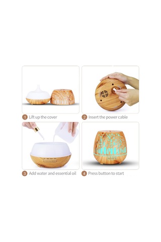 Moveevo 400ml 4 İşlevli Nemlendirici Temizleyici, Aromaterapi Dağıtıcı, Gece Lambası, Otomatik Kapanma Ve Zamanlayıcı Au Şarj Aleti