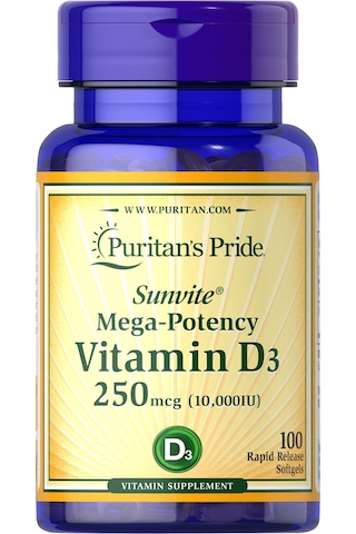 Puritan's Pride Vitamin D3 250 Mcg 10000 Iu , 100 Softgels