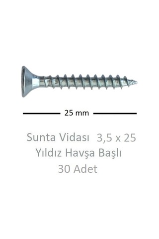 Adilon Sunta Vidası, 3,5 X 25 Mm, 30 Adet, Yhb Vida 3,5 x 25