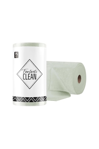 Çok Amaçlı Rulo Mikrofiber Temizlik Bezi 30x30 75 Yapraklı Yosun Yeşili Beyaz
