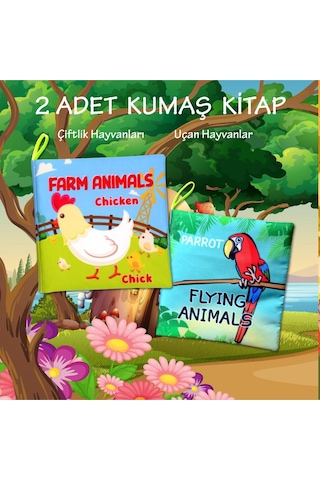 2 Kitap Tox Ingilizce Çiftlik Hayvanları ve Uçan Hayvanlar Kumaş